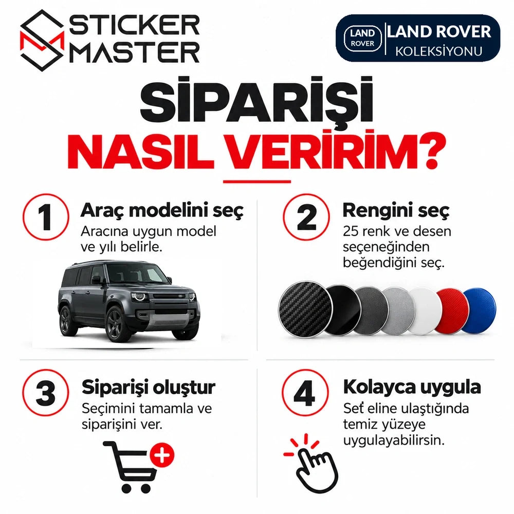 Land Rover sticker sipariş rehberi araç modeli yıl ve renk seçimi, SM5 sabit şablon