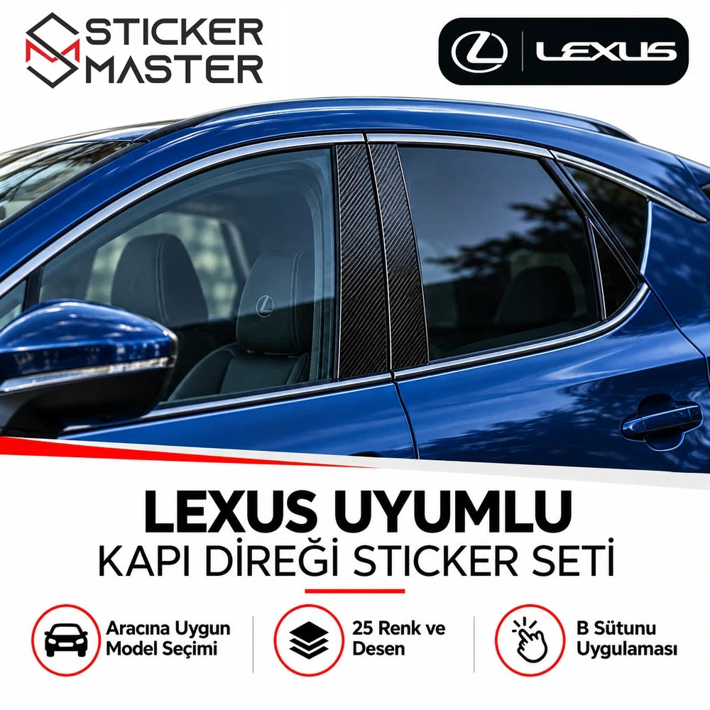 Lexus NX aracında B sütunu sticker folyo uygulaması, C sütunu hariç
