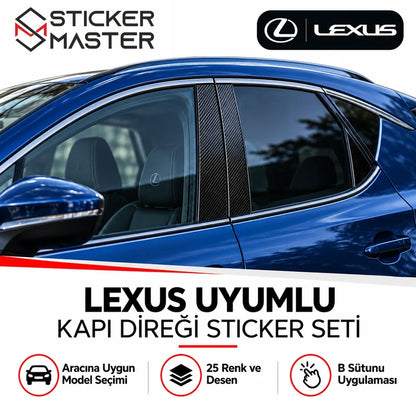 Lexus NX aracında B sütunu sticker folyo uygulaması, C sütunu hariç