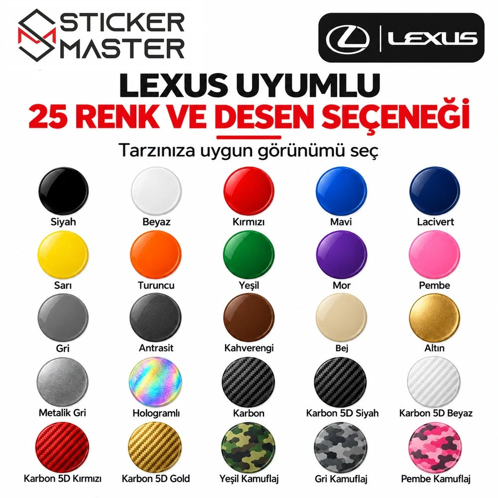 Lexus kapı direği sticker seti 25 renk ve desen seçenekleri