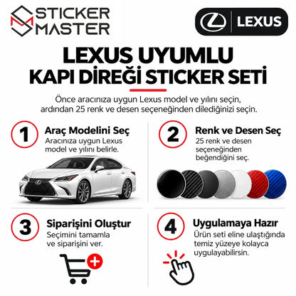 Lexus kapı direği sticker seti model/yıl ve renk/desen seçim rehberi