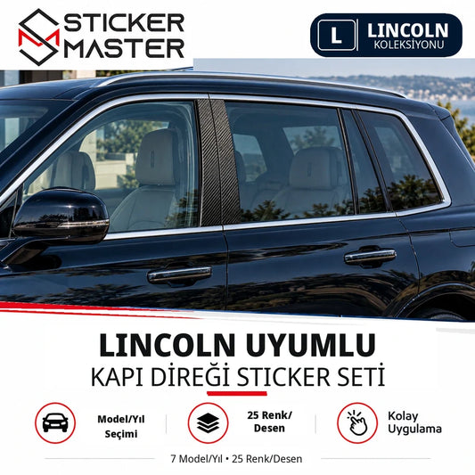 Lincoln uyumlu B sütunu kapı direği sticker seti ana ürün ve temsili karbon uygulama