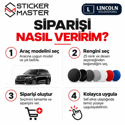 Lincoln sticker seti sipariş rehberi araç modeli yıl ve renk deseni seçimi