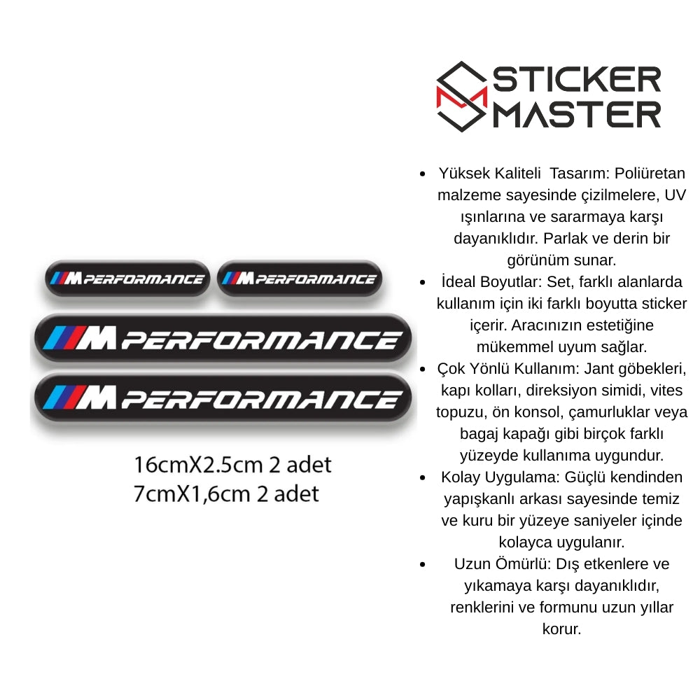 Sticker Master BMW Uyumlu M Performance 4'lü Sticker Seti - Premium Kalite