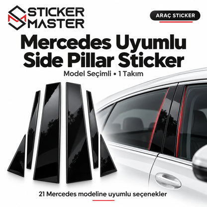 Mercedes uyumlu Side Pillar kapı direği sticker seti ana ürün görseli