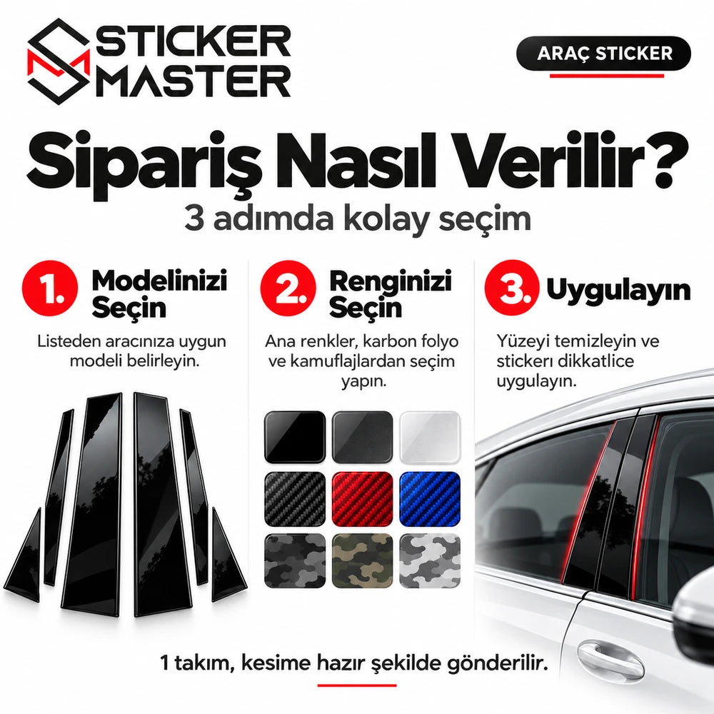 Side Pillar sticker model ve renk seçimi nasıl yapılır