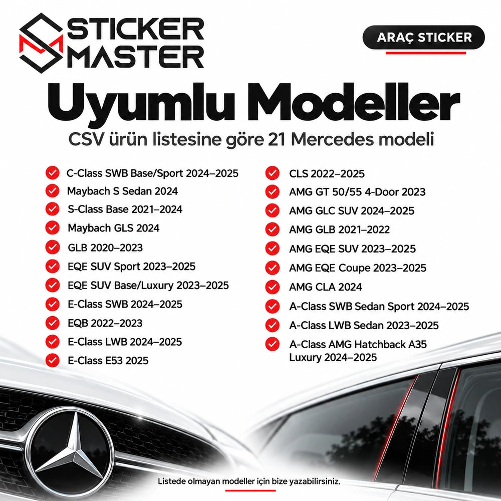 Side Pillar Mercedes 21 araç modeli uyumluluk listesi