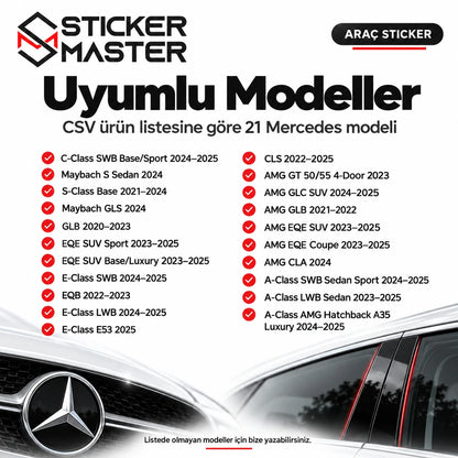 Side Pillar Mercedes 21 araç modeli uyumluluk listesi