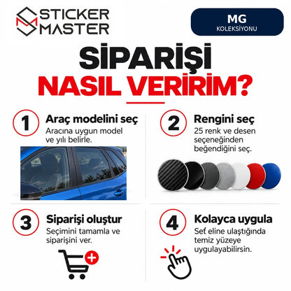 MG kapı direği sticker model yılı ve renk sipariş rehberi