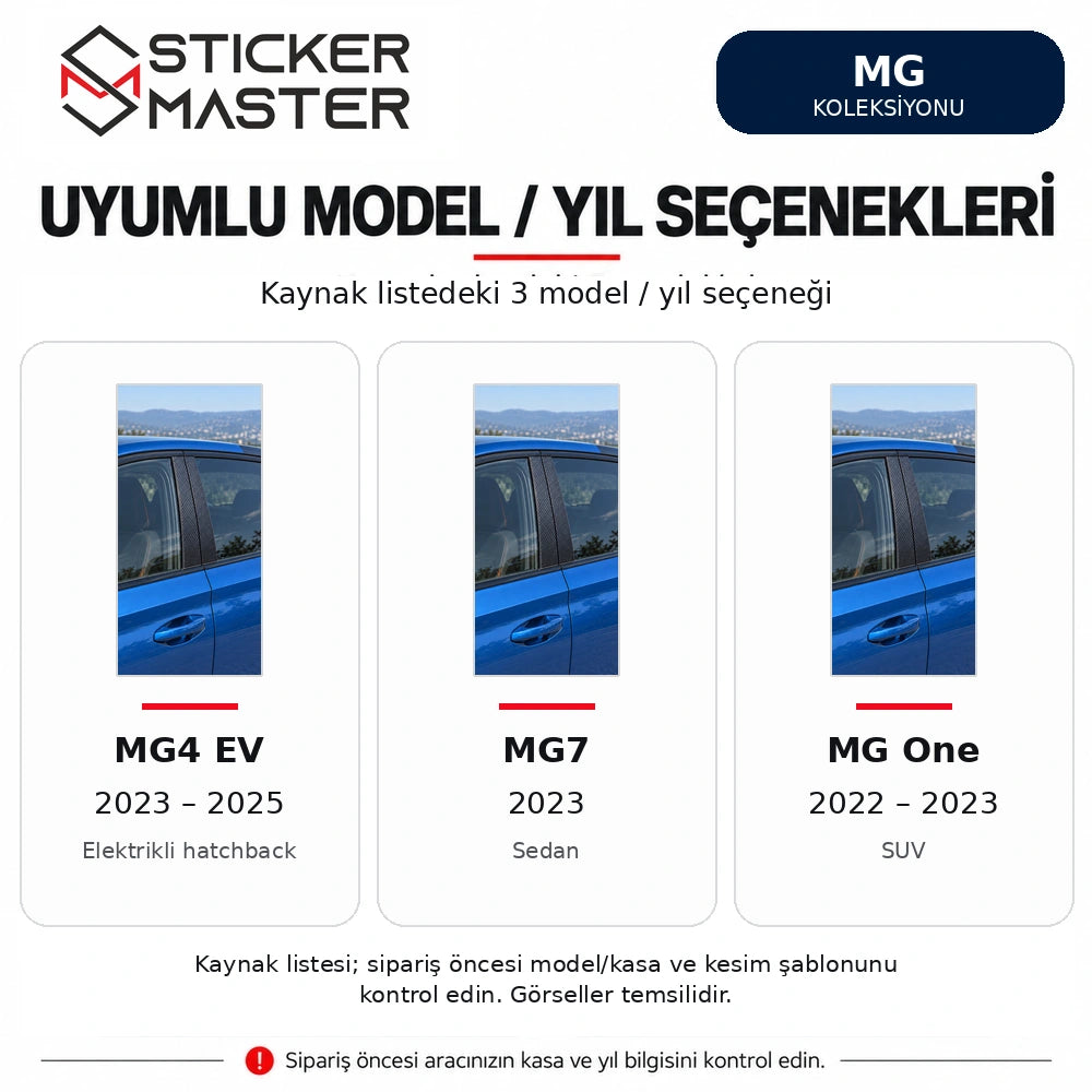 MG4 EV 2023-2025 MG7 2023 MG One 2022-2023 model/yıl listesi