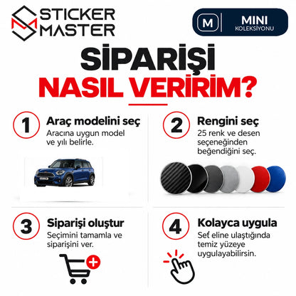 MINI B sütunu sticker için model, renk ve desen seçimi sipariş rehberi