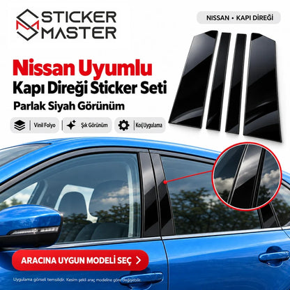 Nissan kapı direği sticker, B sütunu siyah vinil folyo uygulama alanı