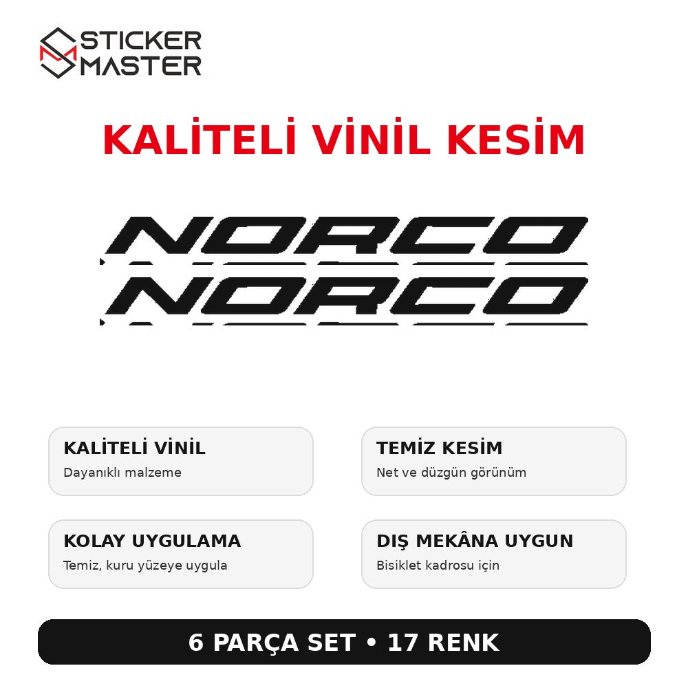 Norco uyumlu vinil kesim sticker seti - ürün özellikleri