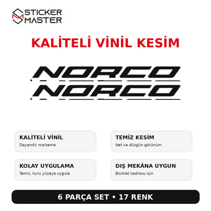 Norco uyumlu vinil kesim sticker seti - ürün özellikleri