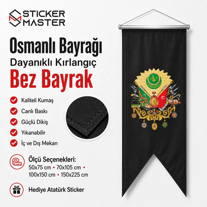 Osmanli Bayragi Dayanikli Kirlangic Bez Bayrak | Hediye Ataturk Sticker
