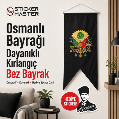 Osmanli Bayragi Dayanikli Kirlangic Bez Bayrak | Hediye Ataturk Sticker