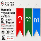 Osmanlı Yeşil 3 Hilal ve Türk Kırlangıç Bez Bayrak | Hediye Atatürk Sticker