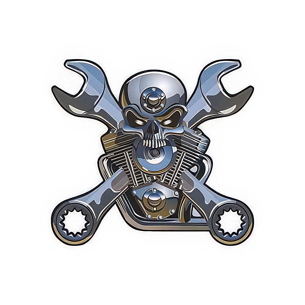 Sticker Master Piston Kurukafa Sticker – 15 Cm Motorcu Temalı Araba & Kask Etiketi