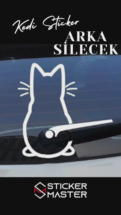 Komik Kedi Cam Stickerı Sallanan Kuyruk Arka Silecek