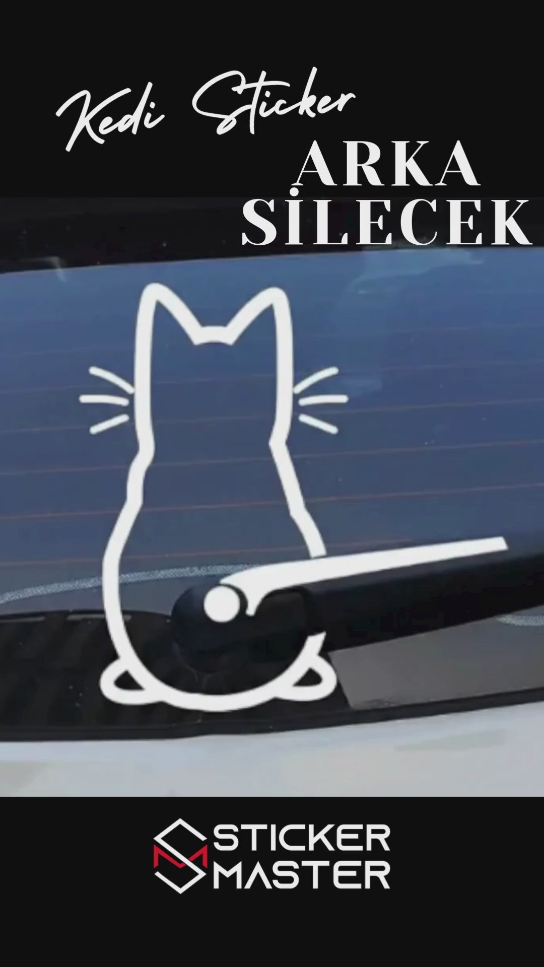 Komik Kedi Cam Stickerı Sallanan Kuyruk Arka Silecek