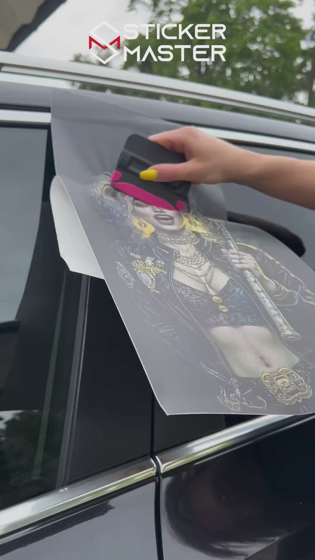 Sticker Master Asi Kız Araç Harley Q. Luxury Kapı Direk Kaplama – 2 Adet 50 × 25 cm (19.7" × 9.8") | Dijital Baskı Vinil Folyo Sticker | Universal Otomobil Kapı Sütunu Wrap