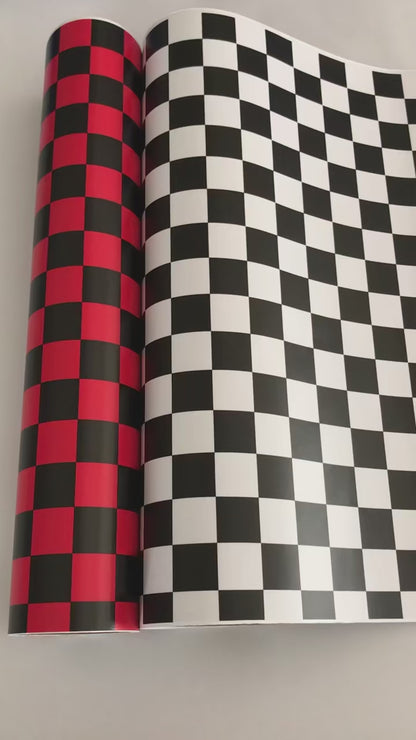 Checkerboard Pattern Wrapping Film | Black and White Racing Flag Vinyl Film (Roll)