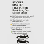 Sticker Master Fiat Punto Basık Araç Oto Sticker Etiket - Sağ ve Sol - 15 Cm