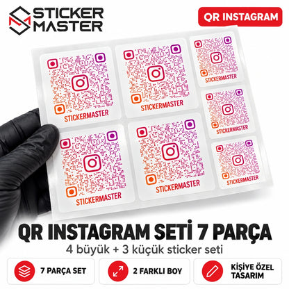 QR Instagram Sticker 7 Parça Set | Sticker Master kişiye özel Instagram QR sticker ana görseli – temsili QR örneği