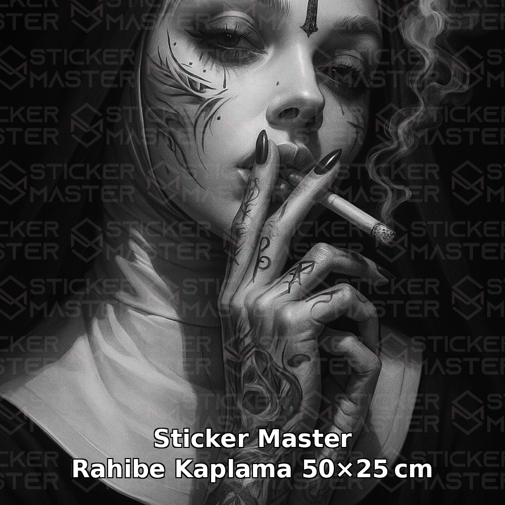 Sticker Master Rahibe Araç Kapı Direk Kaplama – 2 Adet 50 × 25 cm (19.7" × 9.8") | Dijital Baskı Vinil Folyo Sticker | Universal Otomobil Kapı Sütunu Wrap