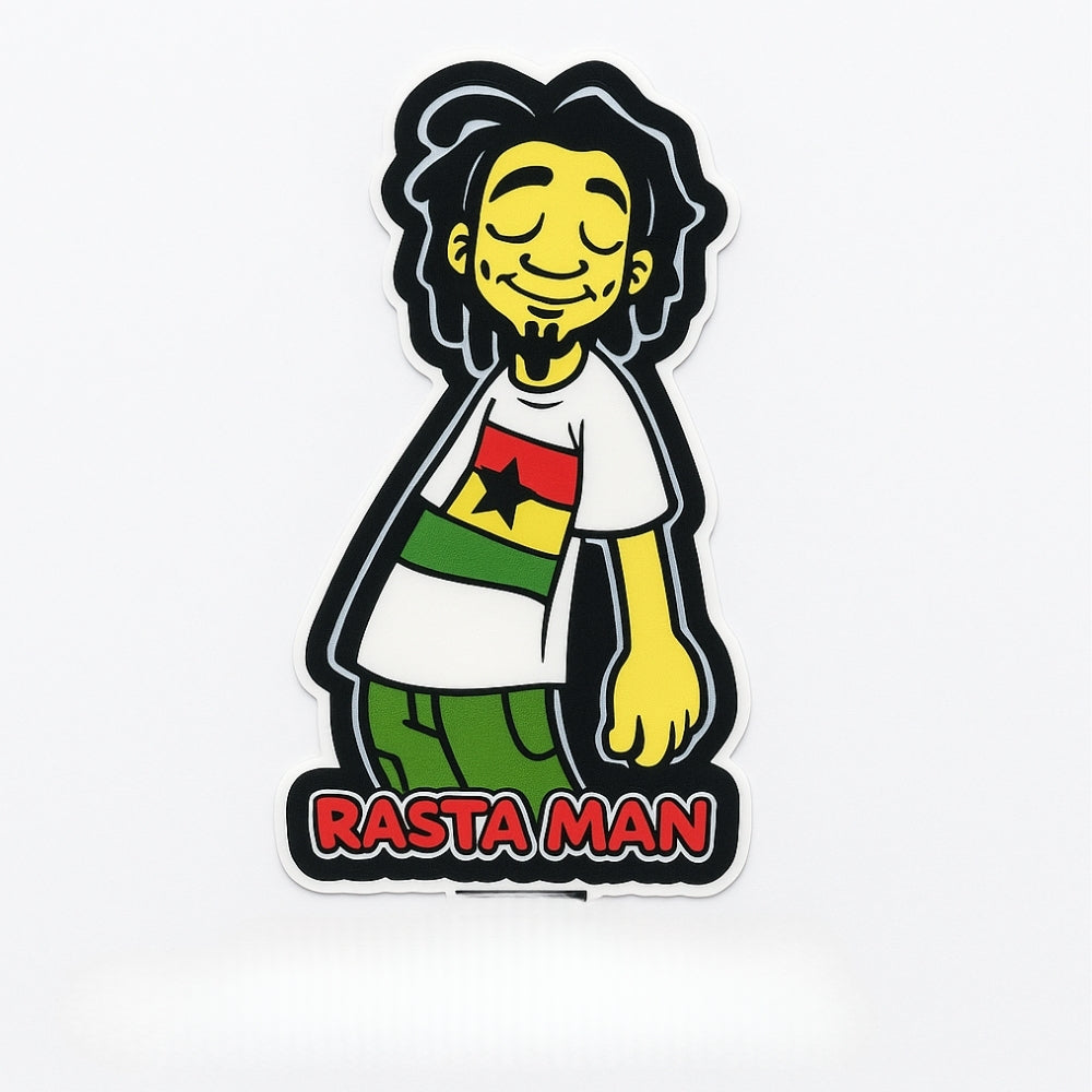 Sticker Master Rasta Man Sticker – 15 cm Renkli Vinil Karakter Etiketi