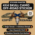 Sticker Master 4x4 Skull Camo Off-Road Sticker – 35 cm Avcı Ruhu, Doğanın İçinden!