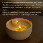 Ying Yang Dekoratif Çift Fitilli İnci Tozlu Dekoratif Beton Mumluk, Modern Tasarım Sticker Master
