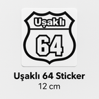Sticker Master Uşaklı 64 Sticker – 12 cm Plaka Tasarımlı Memleket Etiketi