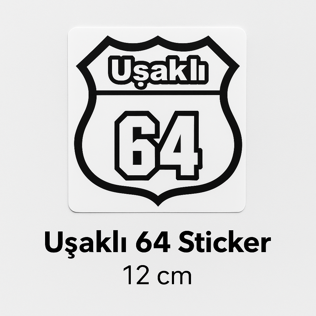 Sticker Master Uşaklı 64 Sticker – 12 cm Plaka Tasarımlı Memleket Etiketi