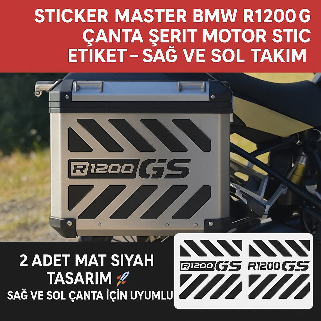 Sticker Master BMW R1200 GS Çanta Şerit Motor Sticker Etiket - Sağ ve Sol Takım
