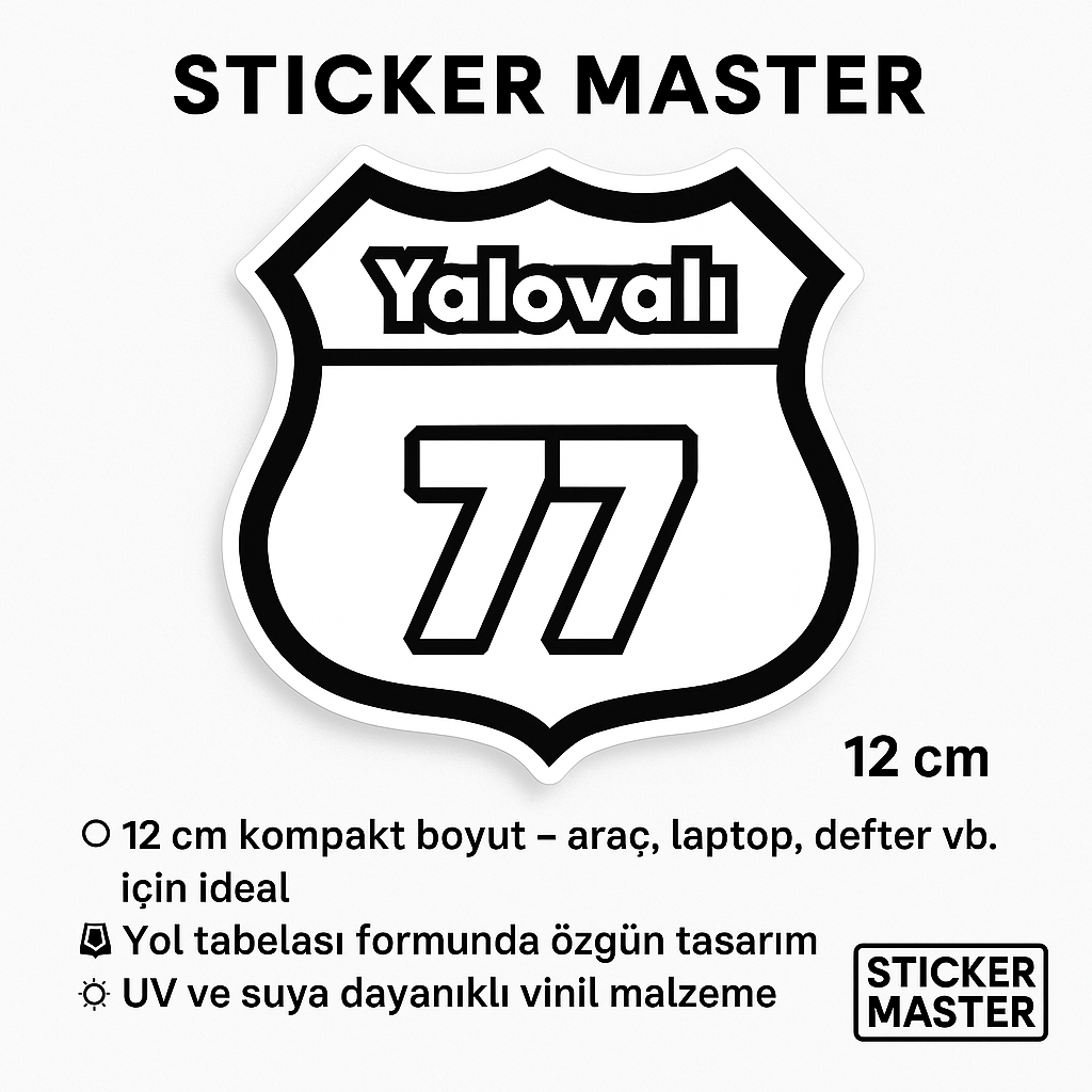 Sticker Master Yalovalı 77 Motor, Kask, Laptop, Araba, Oto Araç İçin Dayanıklı Etiket Decal 12 Cm