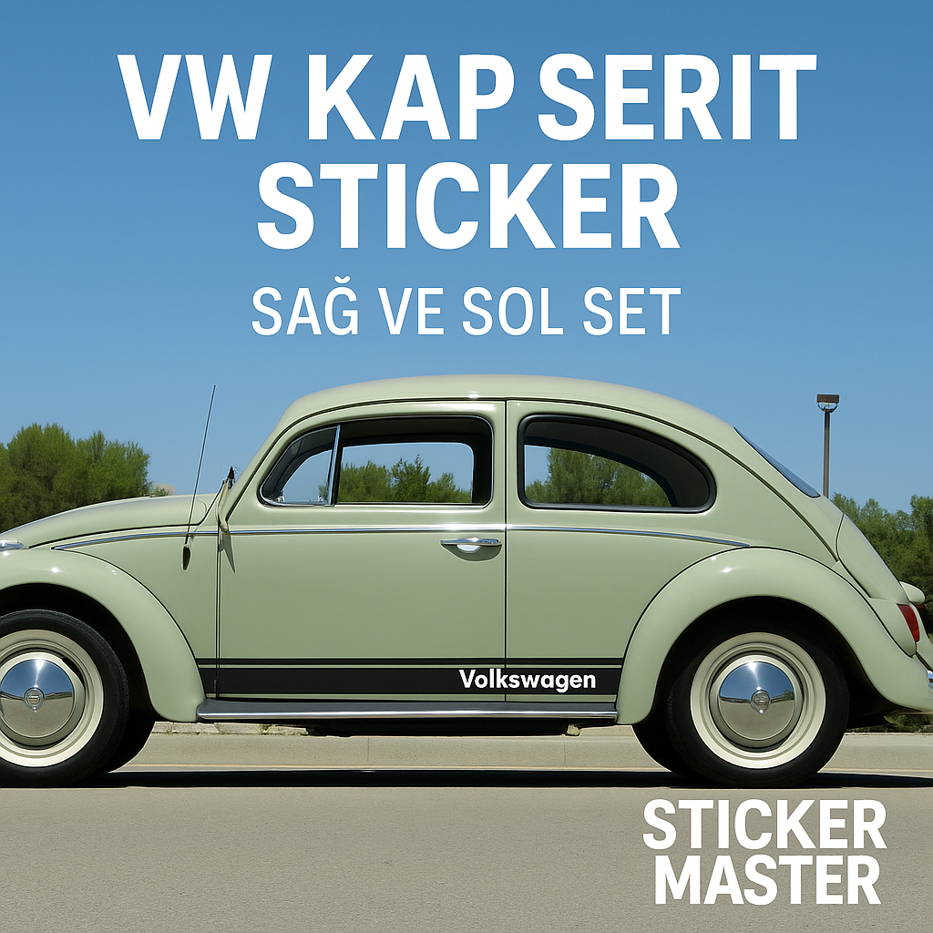 Sticker Master VW Kapı Şerit Sticker Set-4 – Sağ ve Sol Set (Volkswagen Yazılı, Klasik Vosvos Uyumlu)