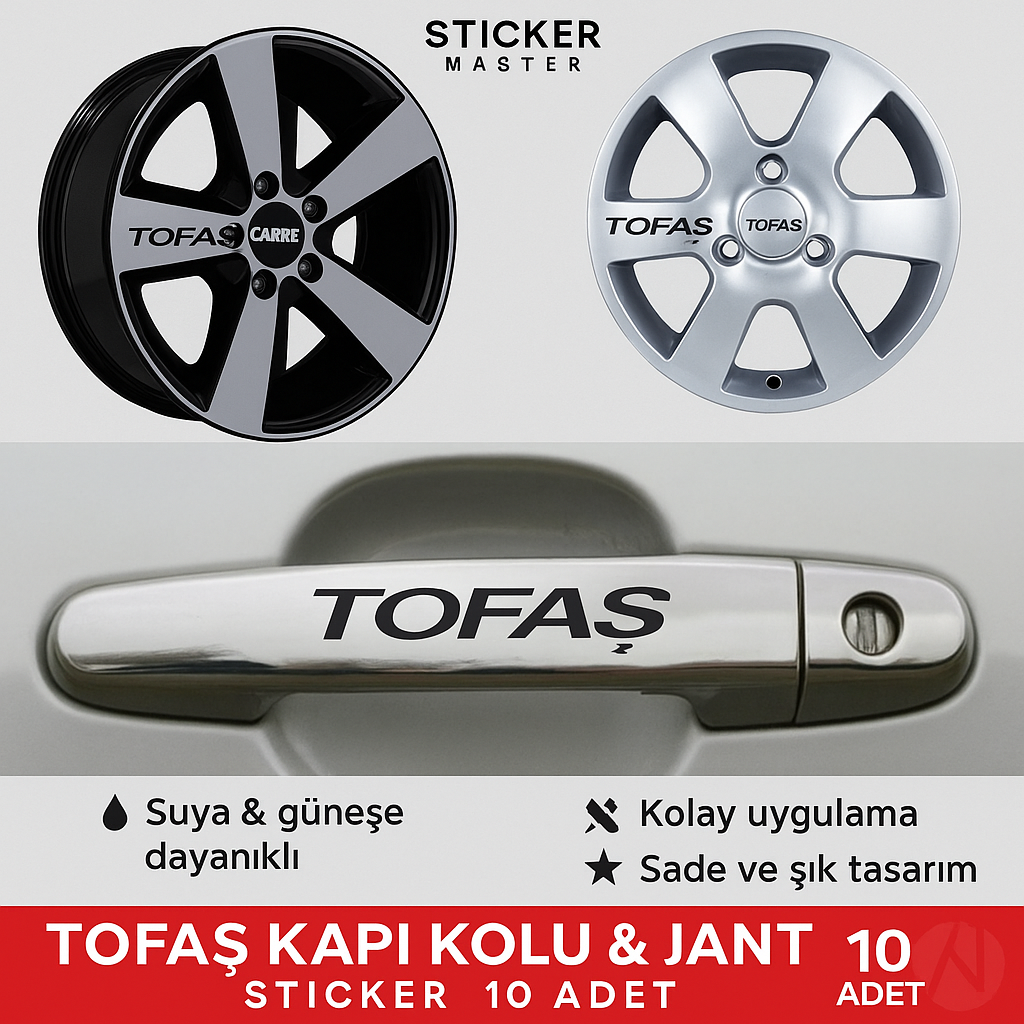 Sticker Master Tofaş Kapı Kolu & Jant Sticker Seti – 10 Adet