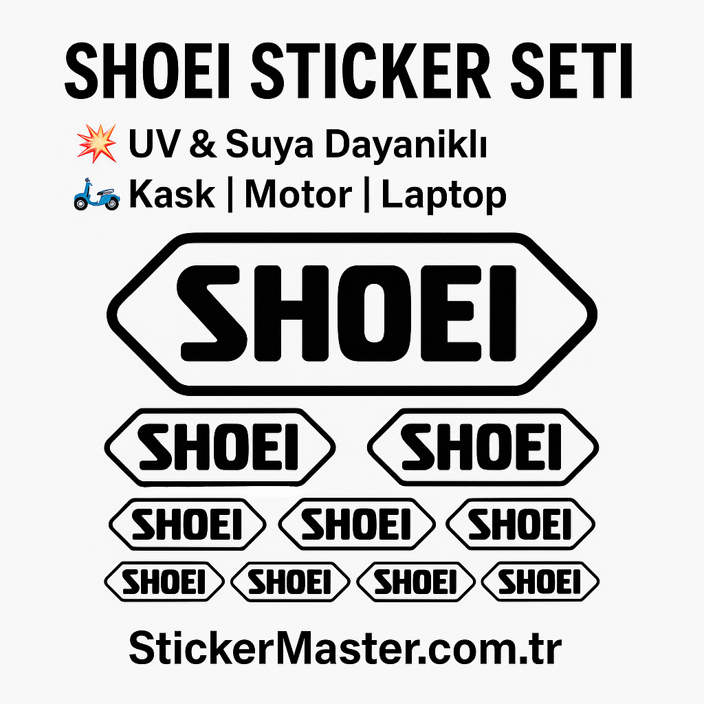Sticker Master Shoei Sticker Seti - Motosiklet, Kask, Laptop, Araba İçin Dayanıklı Logo Etiketleri