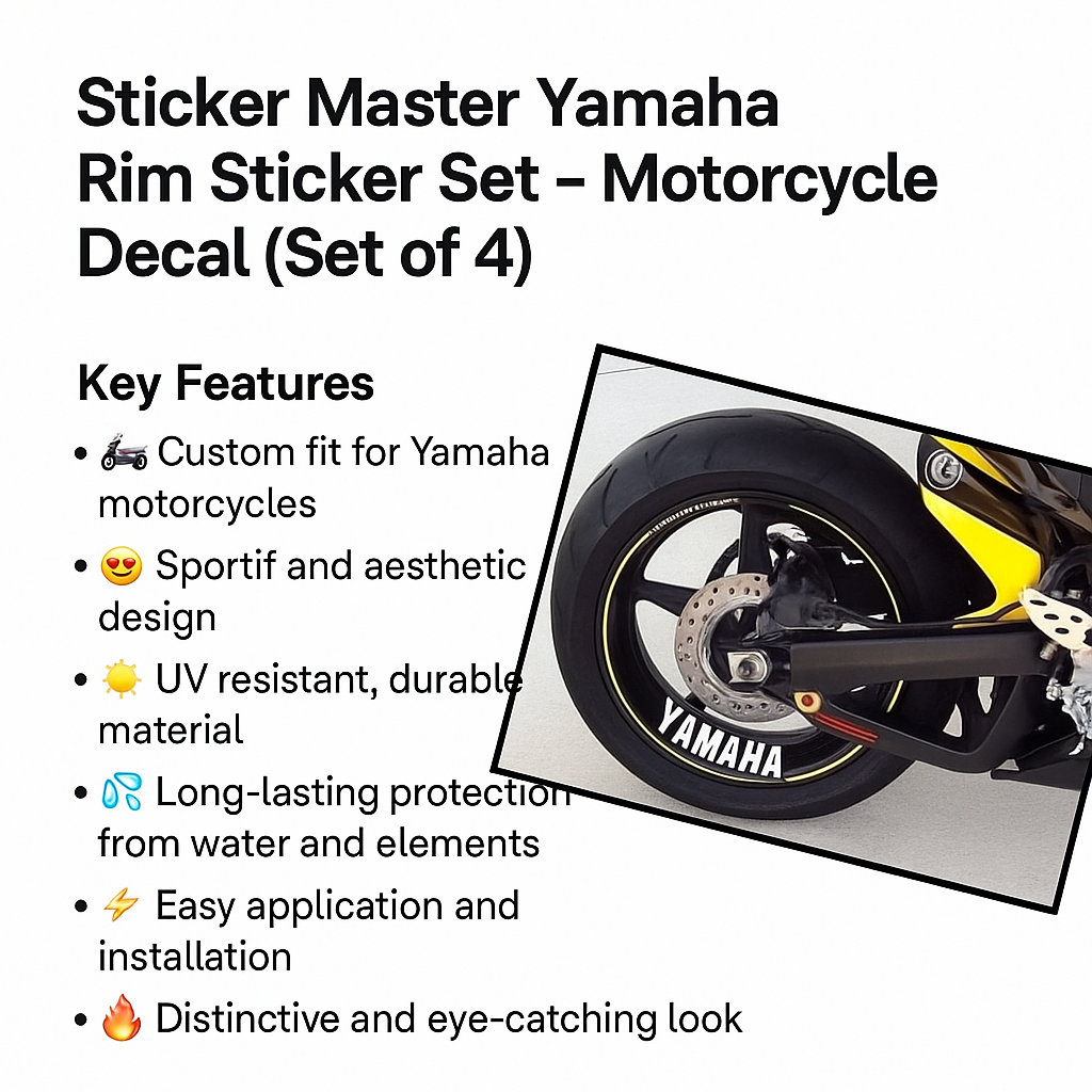 Sticker Master Yamaha Jant İçi Sticker Set Motor Çıkartma Etiket 4 Adet