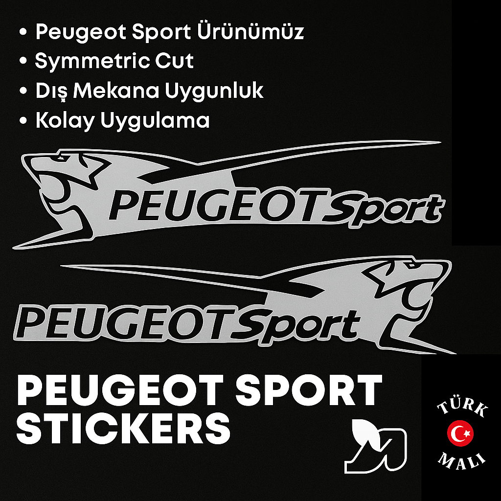 Sticker Master Peugeot Sport Sticker – 2’li Takım (30 Cm Sağ & Sol Simetrik)