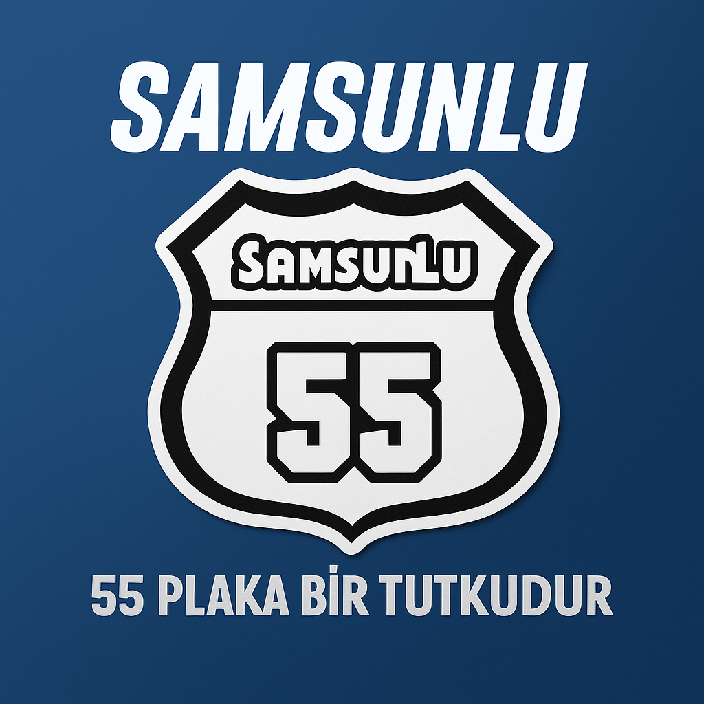 Sticker Master Samsunlu 55 Sticker – Araba, Laptop, Defter, Kask İçin 12 cm Şehir Plaka Etiketi