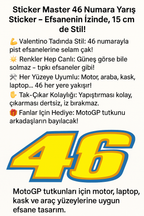 Sticker Master 46 Rossi Sticker Motor, Kask, Laptop, Araba, Oto Araç İçin Dayanıklı Etiket Decal 15 Cm