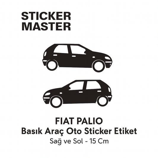 Sticker Master Fiat Palio Basık Araç Oto Sticker Etiket - Sağ ve Sol - 15 Cm
