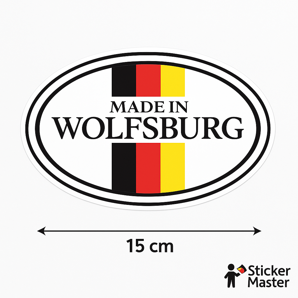 Sticker Master Made in Wolfsburg Sticker – 15 cm Alman Üretimi Oval Etiket
