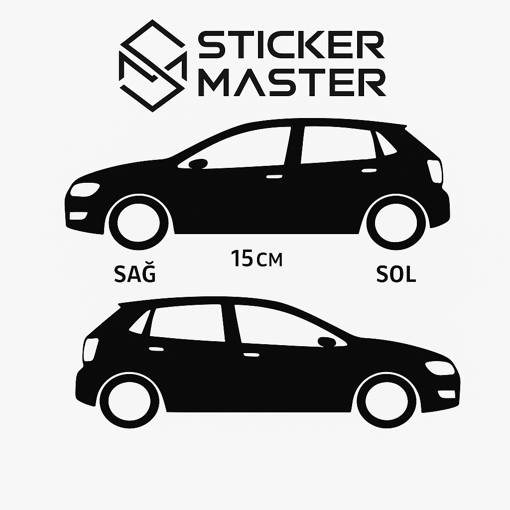Sticker Master VW Polo 6R Yan Siluet Sticker Seti – Sağ & Sol 15 cm