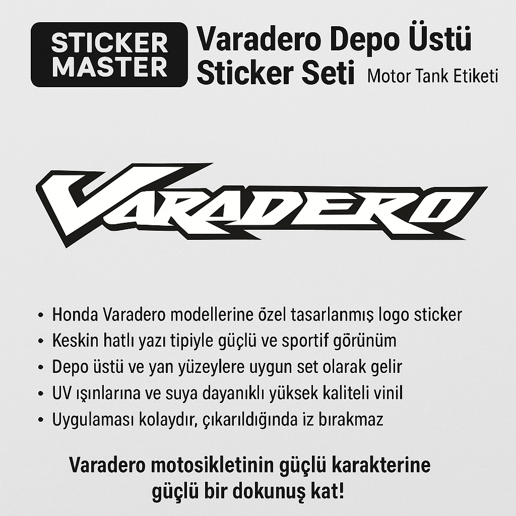 Sticker Master Varadero Depo Üstü Sticker Seti – Motor Tank Etiketi