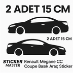 Sticker Master Renault Megane CC Coupe Basık Araç Siluet Sticker – 2 Adet 15 cm Dayanıklı Vinil