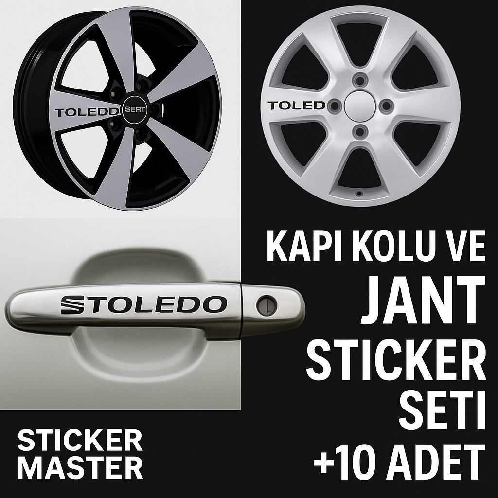 Sticker Master Seat Toledo Kapı Kolu ve Jant Sticker Seti - 10 Adet Dayanıklı Oto Etiket