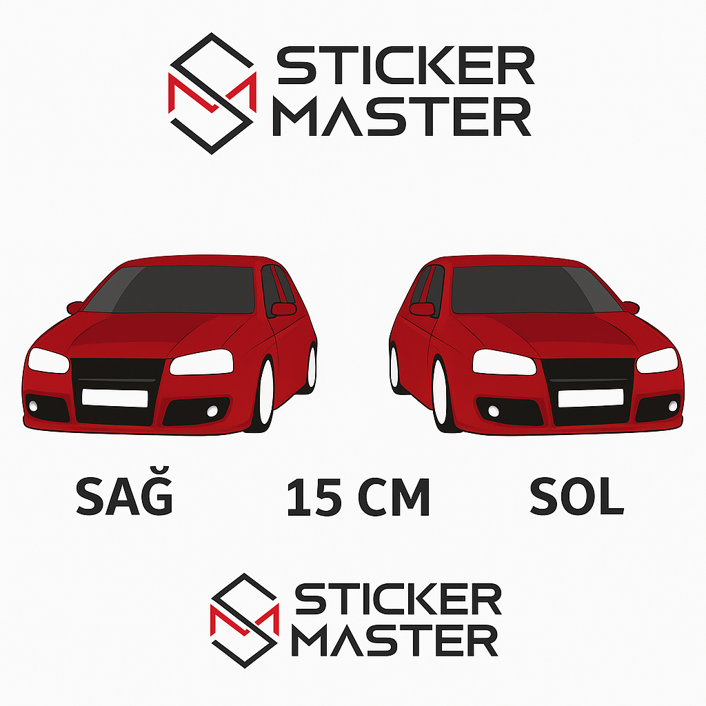 Sticker Master Golf MK5 Basık Araç Sticker Seti – Sağ & Sol 15 cm